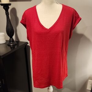 Talbots Plus Red V-neck Short Sleeve Top Size XL